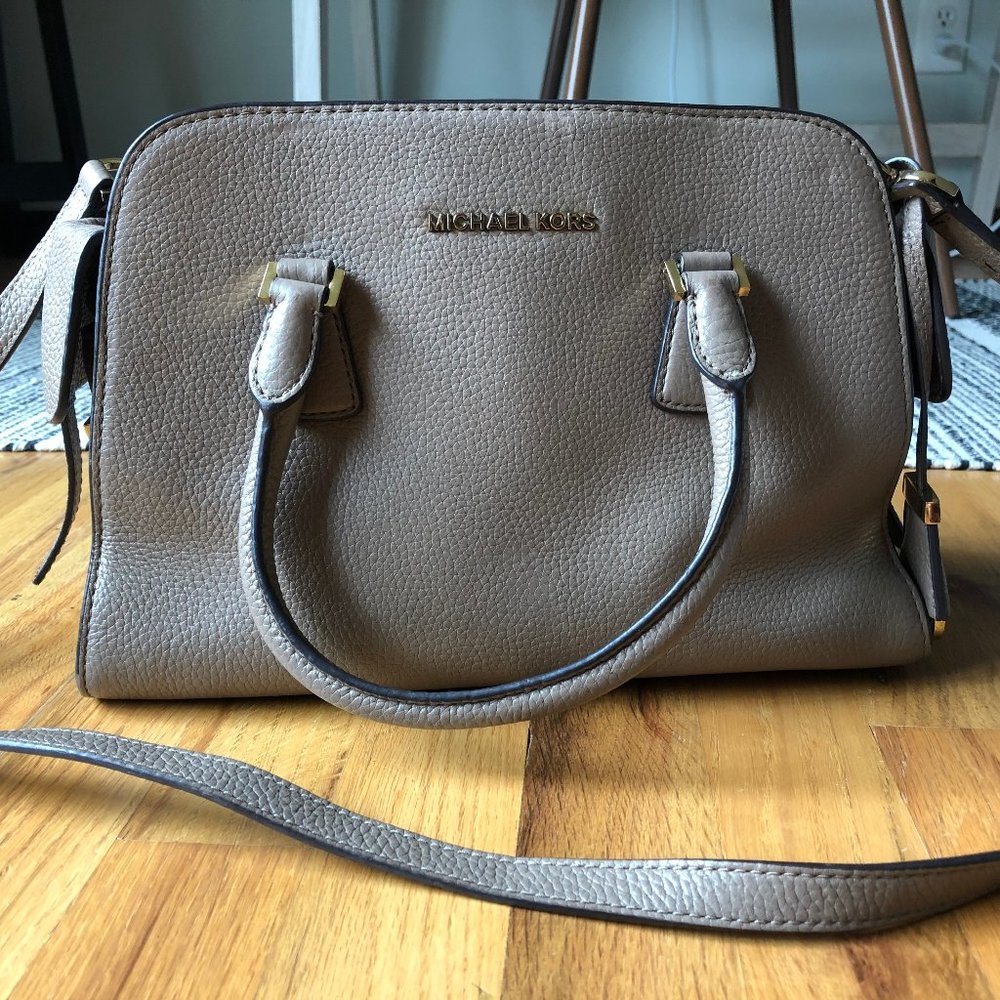 Michael Kors Small Leather Satchel - Taupe/Grey